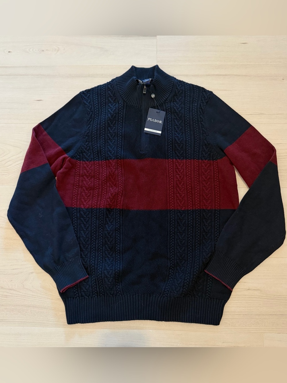Jos. A. Bank Navy and Burgundy Half-Zip Sweater NWT